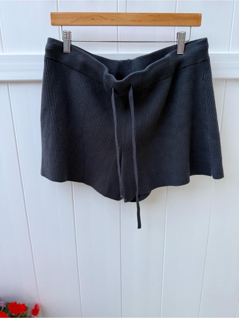 Abercrombie & Fitch Black Rib Knit High-Waist Drawstring Shorts